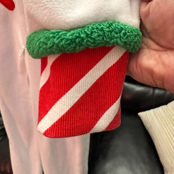 Snowman Onesie Pj's Medium Christmas Holiday Hooded Costume Fleece - Picture 4 of 12